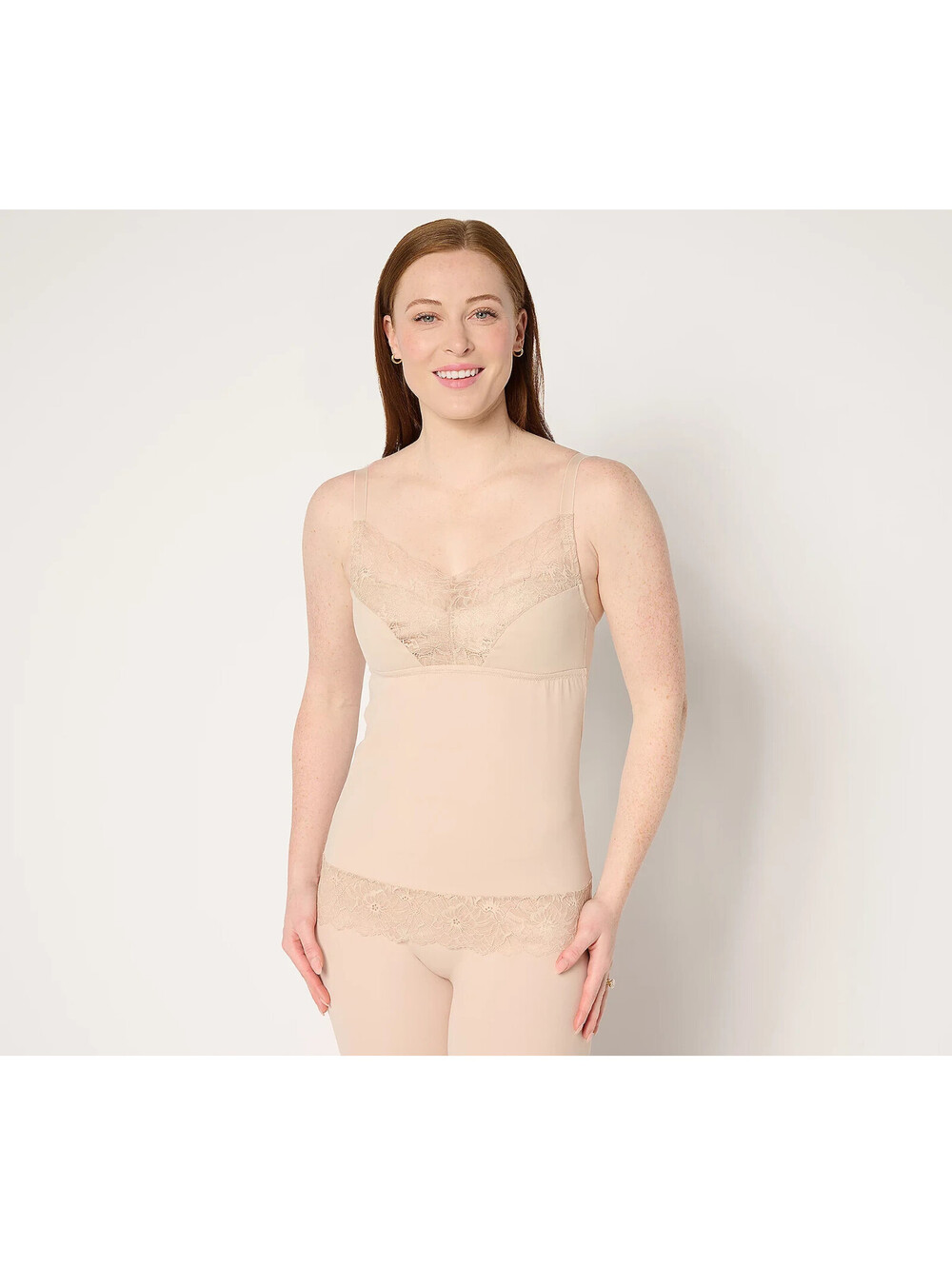 Breezies Soft Support Lace Bra Camisole Sun Beige, M #G3